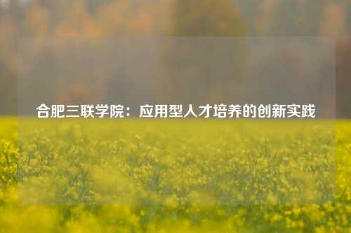 合肥三联学院：应用型人才培养的创新实践
