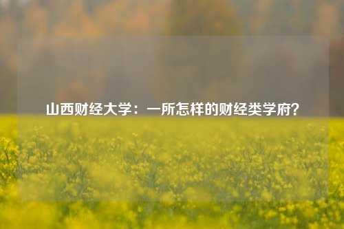 山西财经大学：一所怎样的财经类学府？